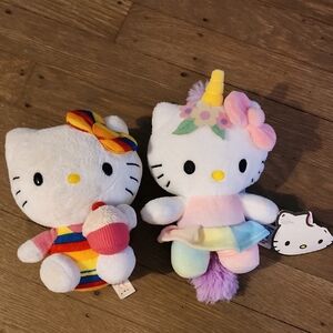 Hello Kitty Rainbow Cupcake TY & Unicorn Sanrio Fiesta (New) Plush Duo
